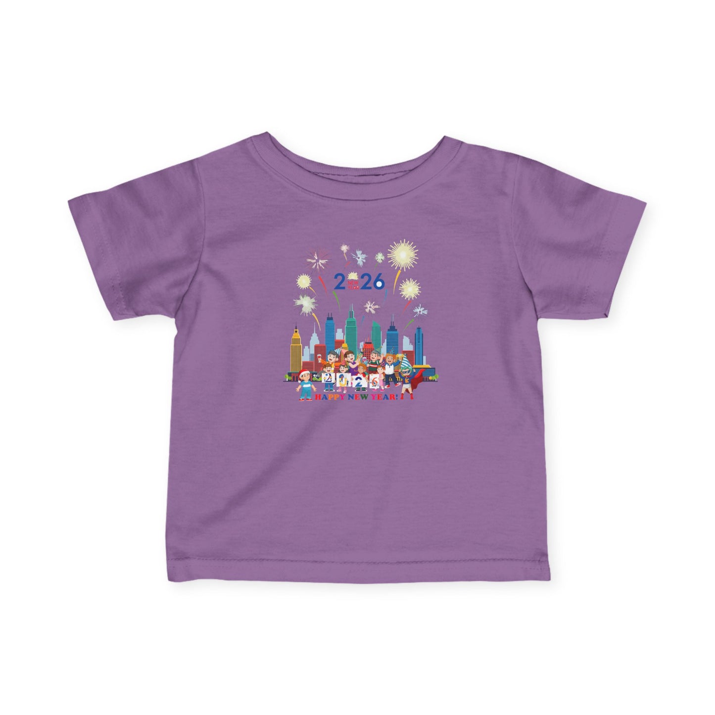Infant Fine Jersey Tee - Happy new year with fireworks - [[{"value":"Wonderwear Kid"}]]