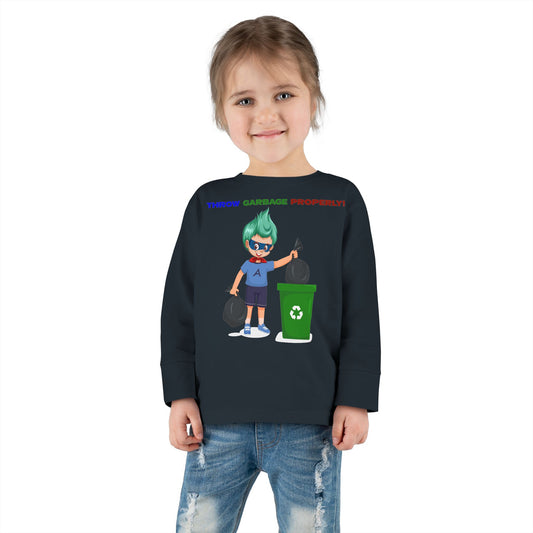 Toddler Long Sleeve Tee - Super kiddo taking trash out - [[{"value":"Wonderwear Kid"}]]