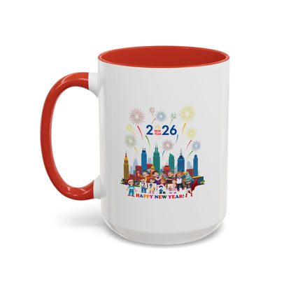 Accent Coffee Mug - Happy new year with fireworks - [[{"value":"Wonderwear Kid"}]]