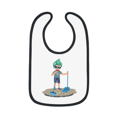 Baby Bib - Super kiddo sweeping floor - [[{"value":"Wonderwear Kid"}]]