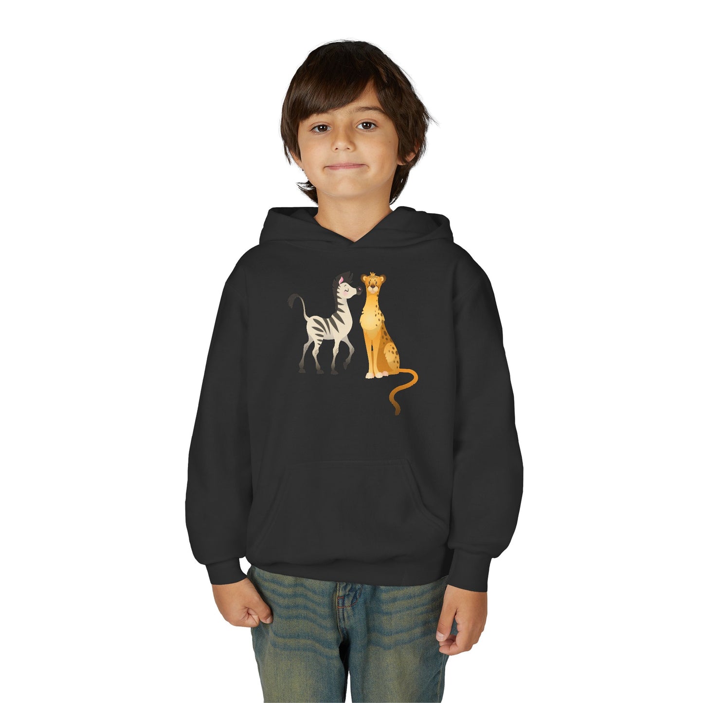 Youth Heavy Blend Hooded Sweatshirt - The zebra and tiger