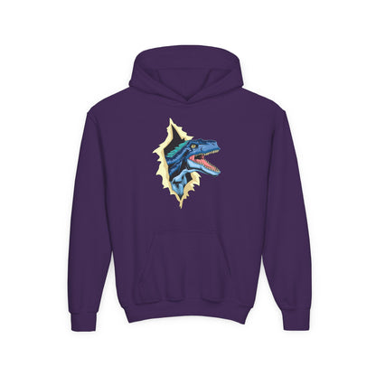 Youth Heavy Blend Hooded Sweatshirt -  Utah raptor dinosaur Printify