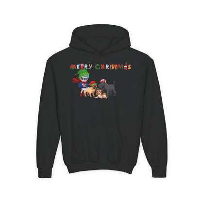 Youth Heavy Blend Hooded Sweatshirt - Super kiddo woith pet friends - [[{"value":"Wonderwear Kid"}]]
