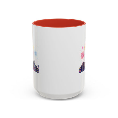 Accent Coffee Mug - Super kiddo with fireworks - [[{"value":"Wonderwear Kid"}]]