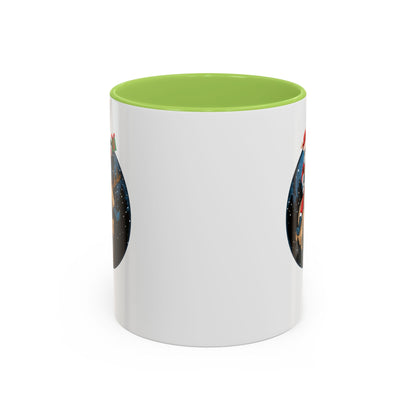 Accent Coffee Mug - Super kiddo riding a reindeer - [[{"value":"Wonderwear Kid"}]]
