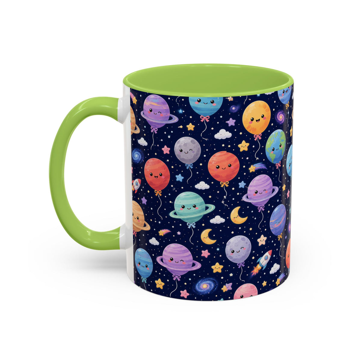 Accent Coffee Mug (11/15 oz) - Kawaii Space Balloon Planet