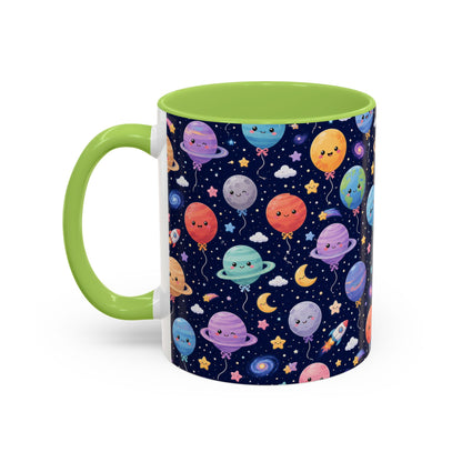 Accent Coffee Mug (11/15 oz) - Kawaii Space Balloon Planet