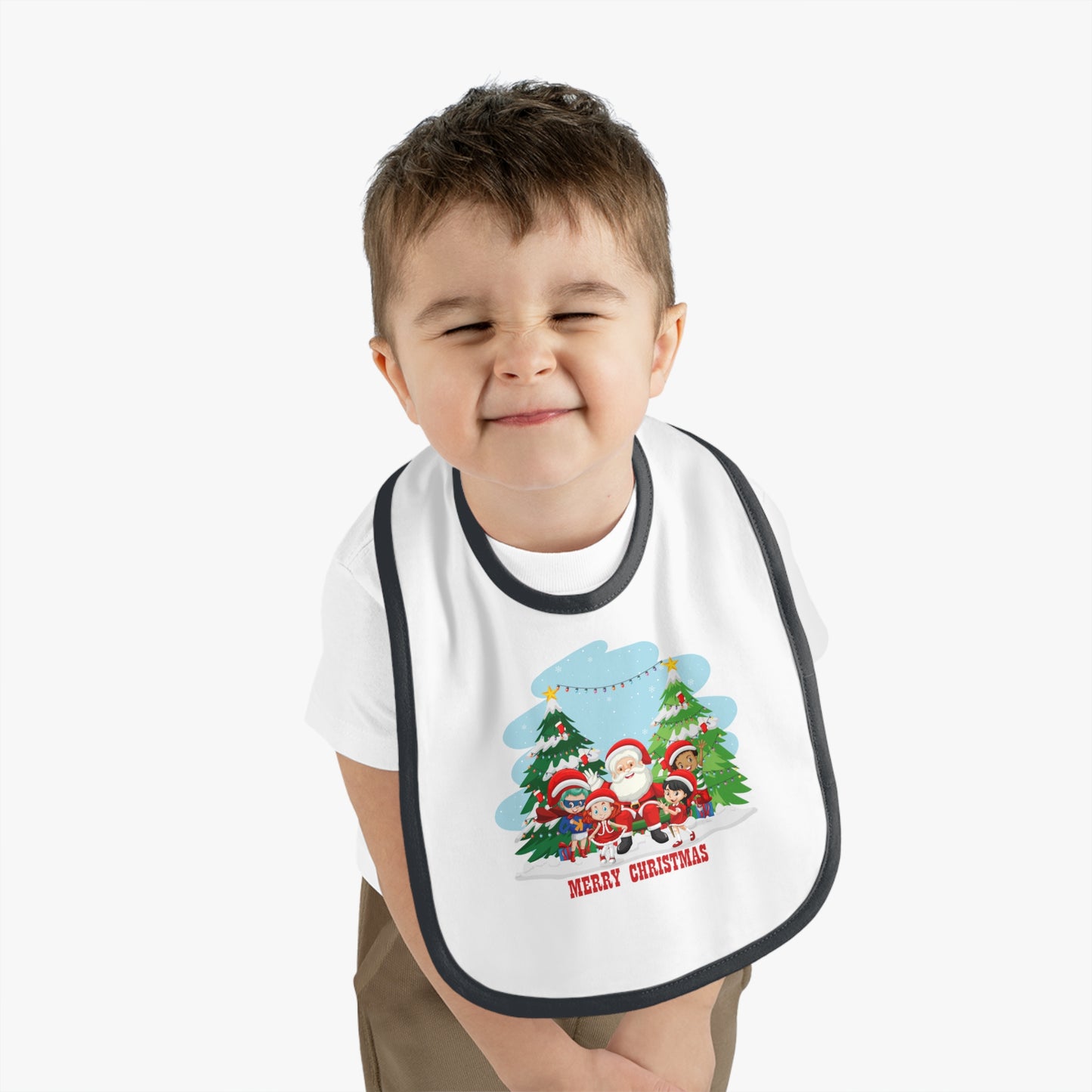 Baby Bib - Super kiddo with santa claus Merry christmas