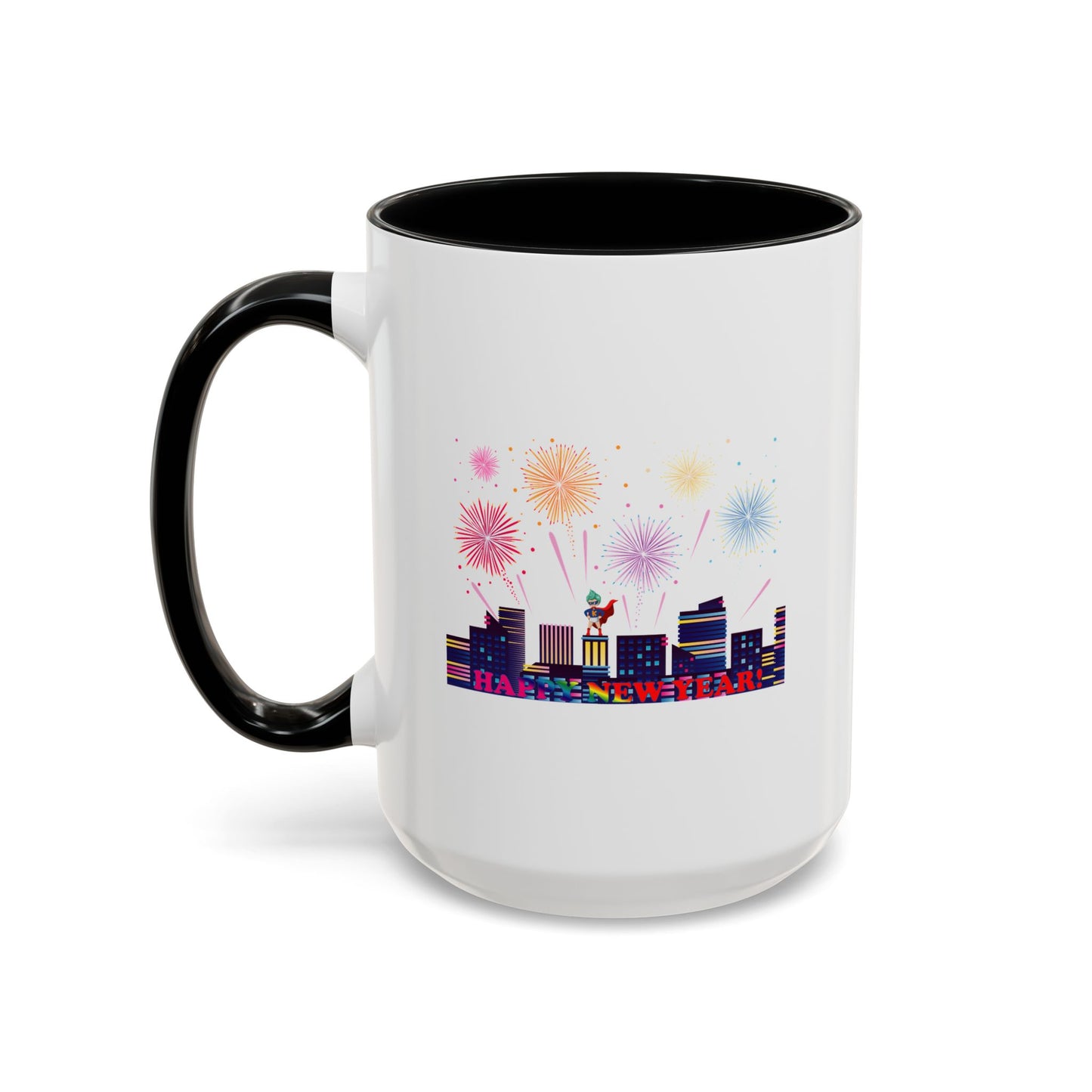 Accent Coffee Mug - Super kiddo with fireworks with text