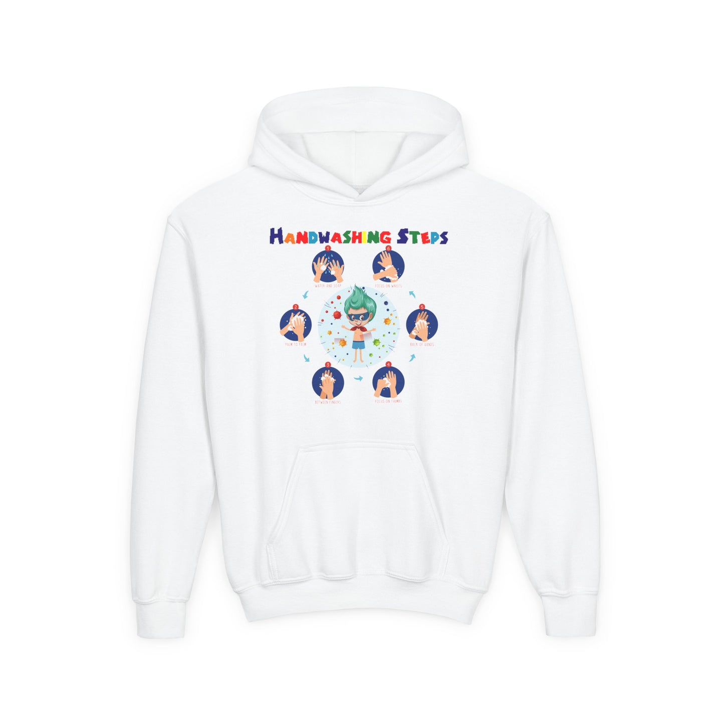 Youth Heavy Blend Hooded Sweatshirt - Super kiddo how to wash hand properly