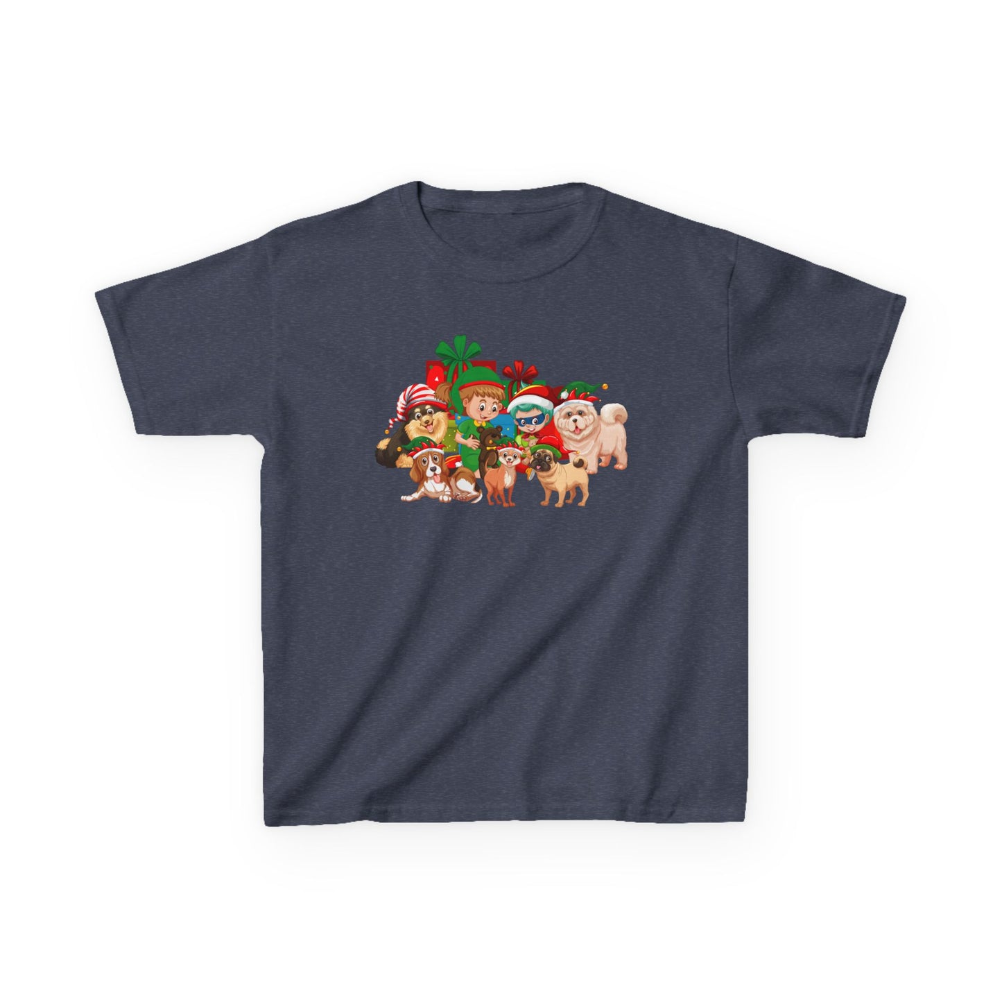 Kids Heavy Cotton™ Tee - Christmas with super kiddo pet friends without text - [[{"value":"Wonderwear Kid"}]]