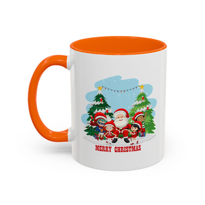 Accent Coffee Mug - Super kiddo with santa claus Merry christmas - [[{"value":"Wonderwear Kid"}]]