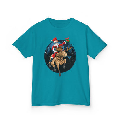 Kids Heavy Cotton™ Tee - Super kiddo riding a reindeer - [[{"value":"Wonderwear Kid"}]]