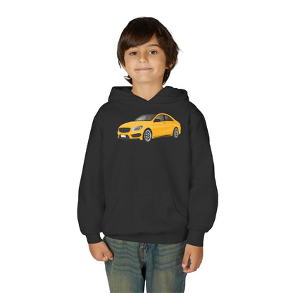 Youth Heavy Blend Hooded Sweatshirt - Yellow car Printify