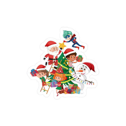 Christmas Kiss-Cut Vinyl Decals – Super kiddo making christmas tree - [[{"value":"Wonderwear Kid"}]]