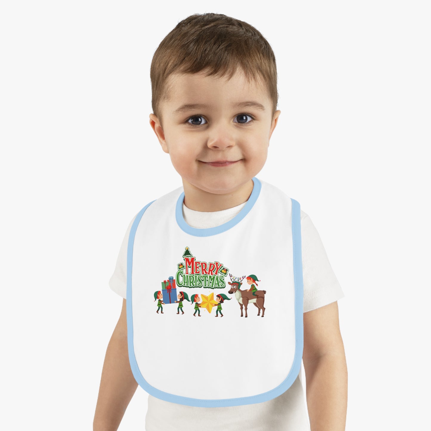 Baby Bib - Merry christmas and reindeer