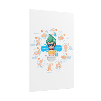 Rolled Posters - Super kiddo hand washing steps - [[{"value":"Wonderwear Kid"}]]