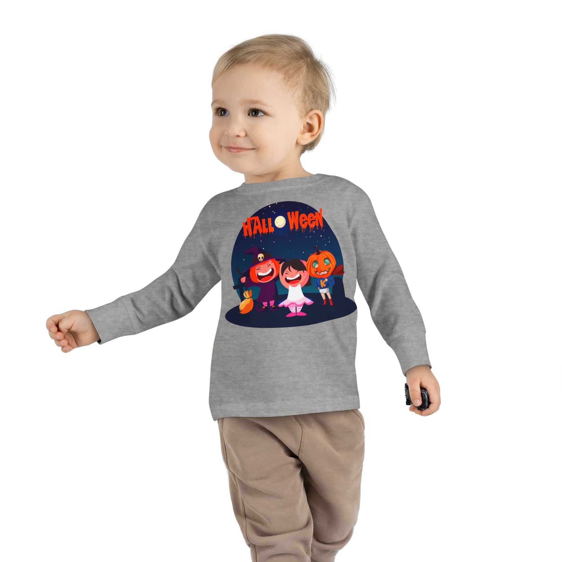 Toddler Long Sleeve Tee - Super kiddo wearing pumpkin - [[{"value":"Wonderwear Kid"}]]