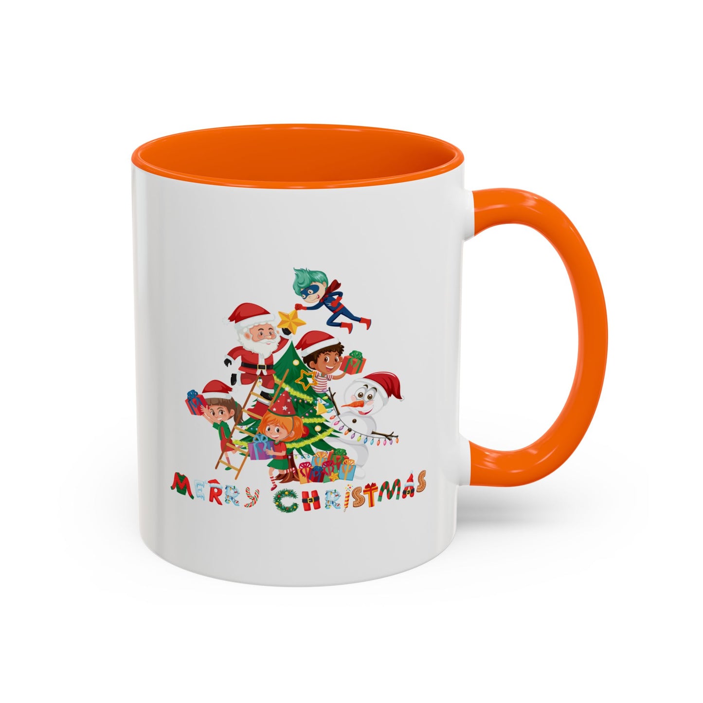 Accent Coffee Mug - Super kiddo making christmas tree with text