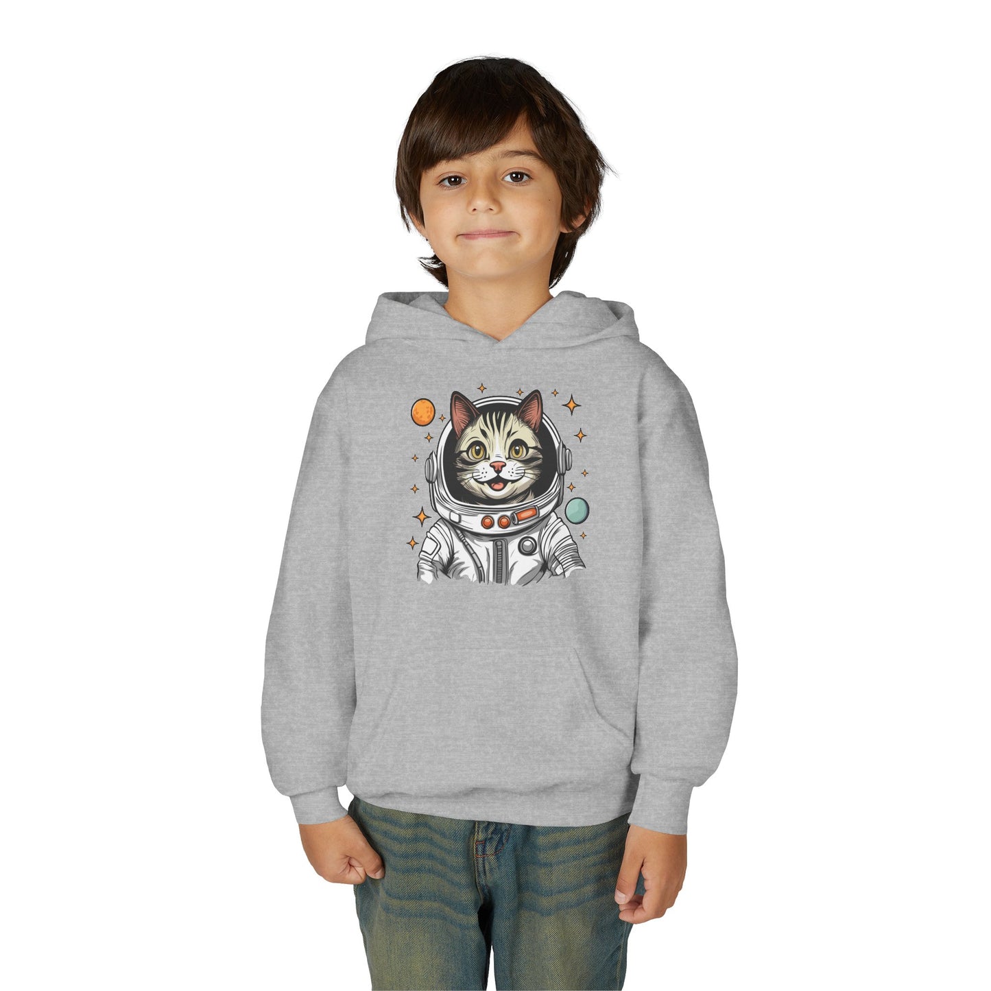 Youth Heavy Blend Hooded Sweatshirt - Astronaut cat