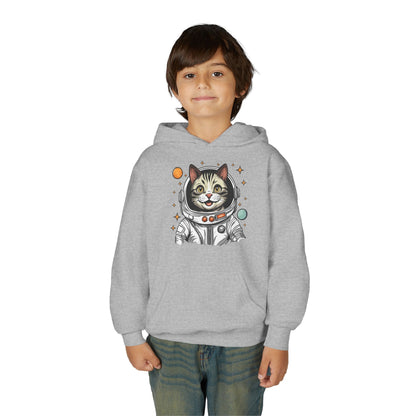 Youth Heavy Blend Hooded Sweatshirt - Astronaut cat Printify