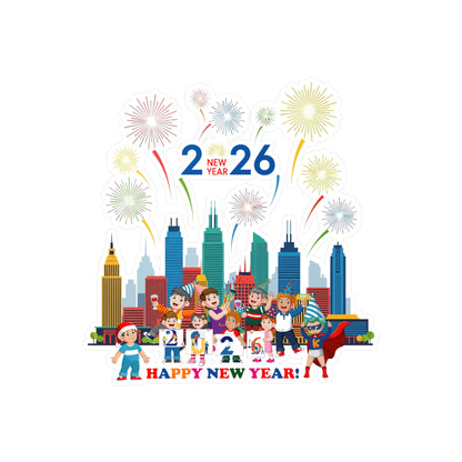 Christmas Kiss-Cut Vinyl Decals – Happy new year with fireworks - [[{"value":"Wonderwear Kid"}]]
