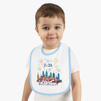 Baby Bib - Happy new year with fireworks - [[{"value":"Wonderwear Kid"}]]