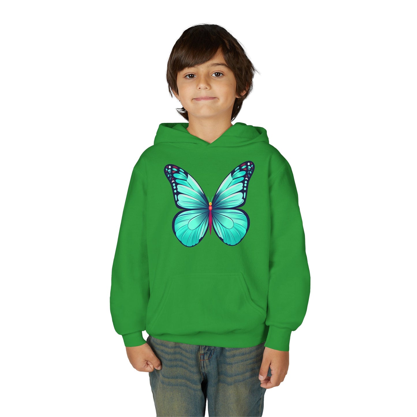 Youth Heavy Blend Hooded Sweatshirt - Butterfly - blue
