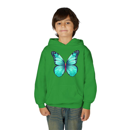 Youth Heavy Blend Hooded Sweatshirt - Butterfly - blue Printify