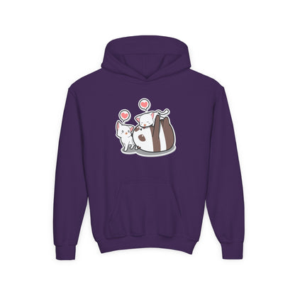 Youth Heavy Blend Hooded Sweatshirt - The Panda and Cat Printify