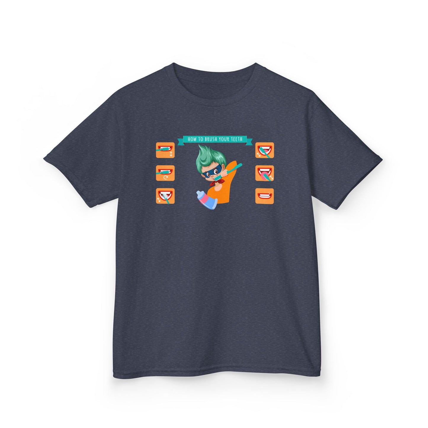 Kids Heavy Cotton™ Tee - Super kiddo how to brush teeth - [[{"value":"Wonderwear Kid"}]]
