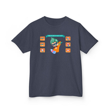 Kids Heavy Cotton™ Tee - Super kiddo how to brush teeth - [[{"value":"Wonderwear Kid"}]]