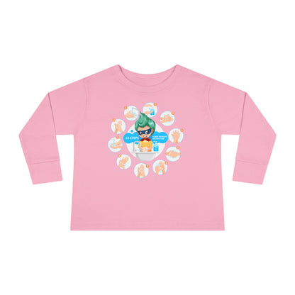 Toddler Long Sleeve Tee - Super kiddo hand washing steps - [[{"value":"Wonderwear Kid"}]]