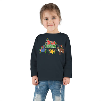 Toddler Long Sleeve Tee - Merry christmas and reindeer - [[{"value":"Wonderwear Kid"}]]