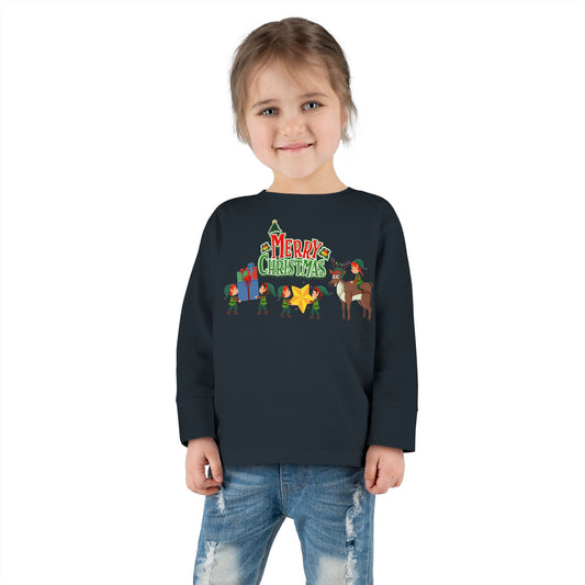 Toddler Long Sleeve Tee - Merry christmas and reindeer - [[{"value":"Wonderwear Kid"}]]
