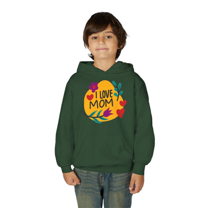 Youth Heavy Blend Hooded Sweatshirt - I love mom Printify