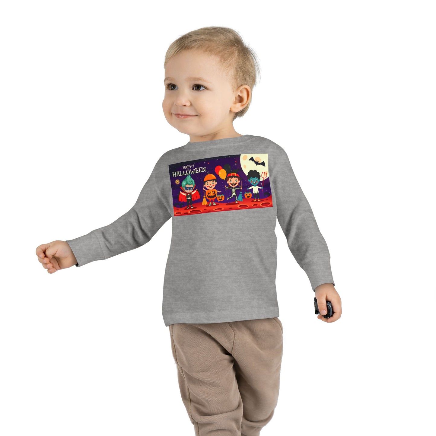 Toddler Long Sleeve Tee - Super kiddo with friends on holloween