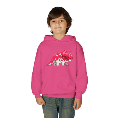 Youth hoodie with fun triceratops dinosaur design Printify