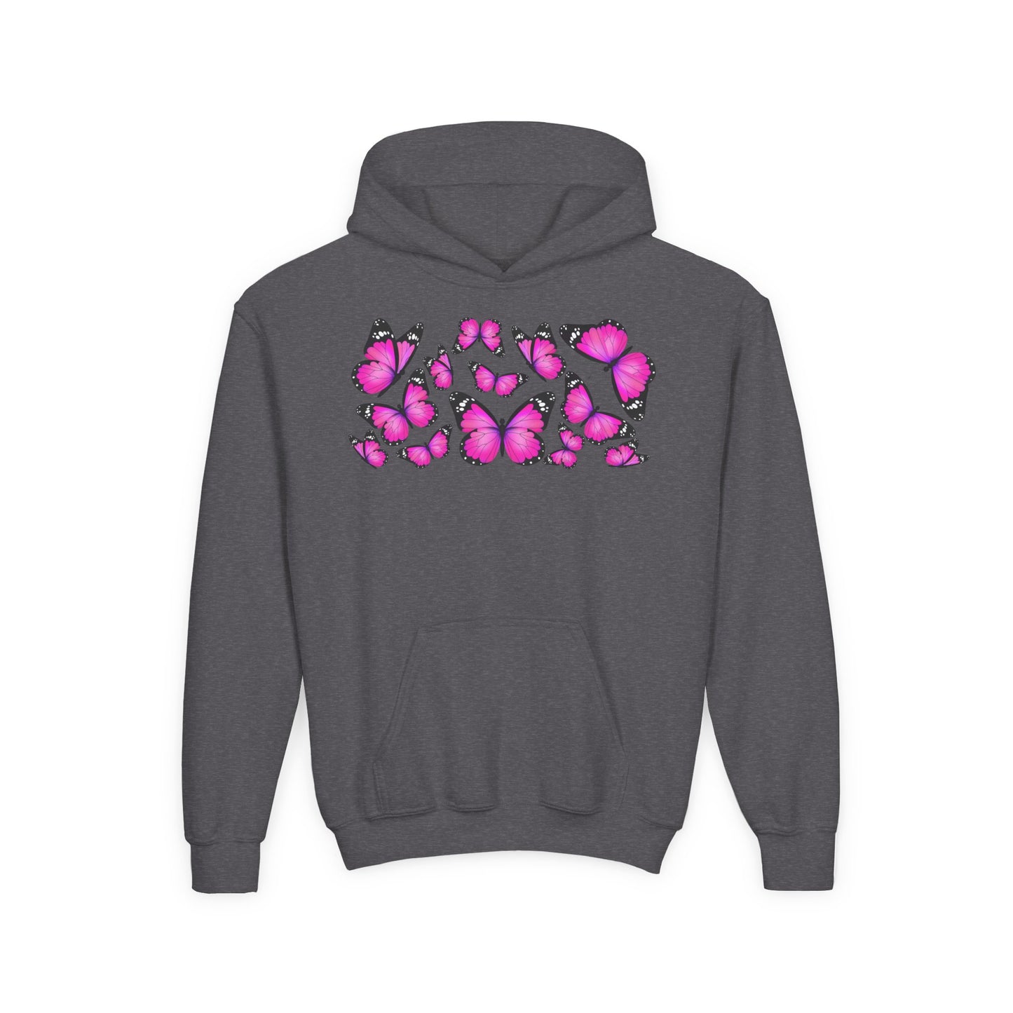 Youth Heavy Blend Hooded Sweatshirt -  Beautiful purple monarch