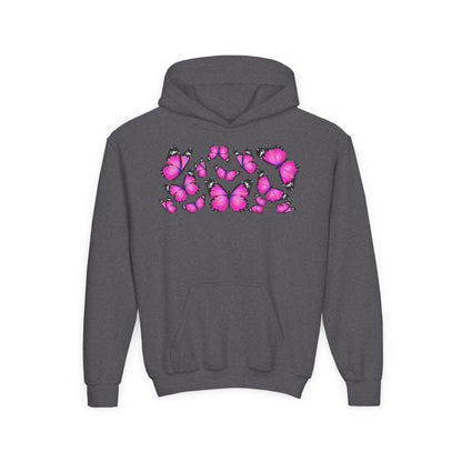 Youth Heavy Blend Hooded Sweatshirt -  Beautiful purple monarch Printify