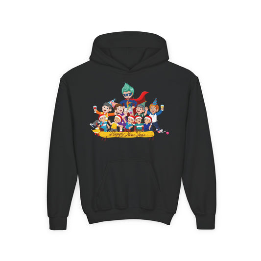 Youth Heavy Blend Hooded Sweatshirt - Happy new year with friends