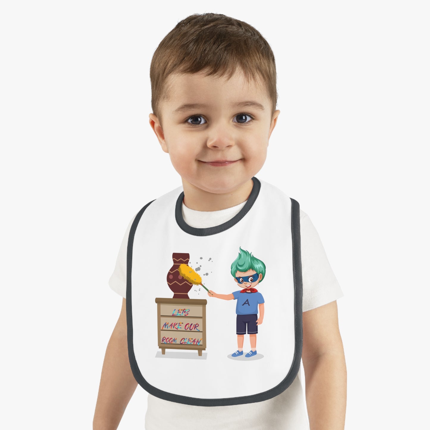 Baby Bib - Super kiddo cleaning a vase