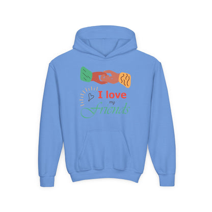 Youth Heavy Blend Hooded Sweatshirt - I love my friends Printify