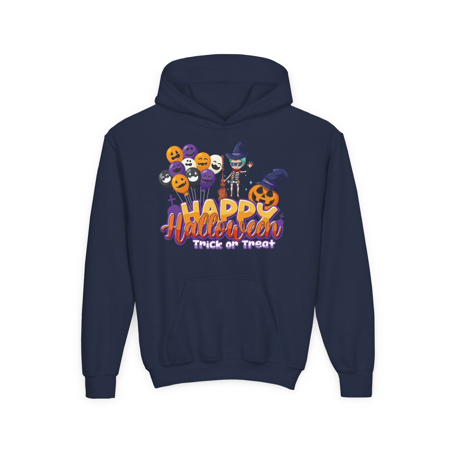 Youth Heavy Blend Hooded Sweatshirt - Happy halloween trick or treat