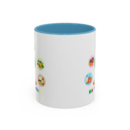 Accent Coffee Mug - Supper kiddo showing healthy food to eat - [[{"value":"Wonderwear Kid"}]]