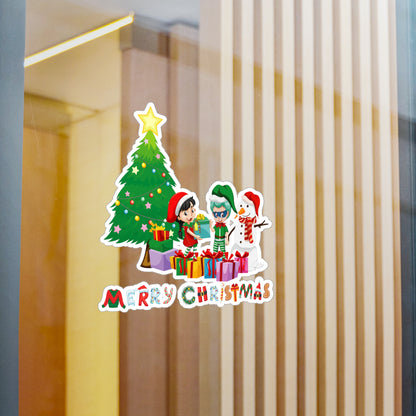 Christmas Kiss-Cut Vinyl Decals – Super kiddo preparing gifts - [[{"value":"Wonderwear Kid"}]]