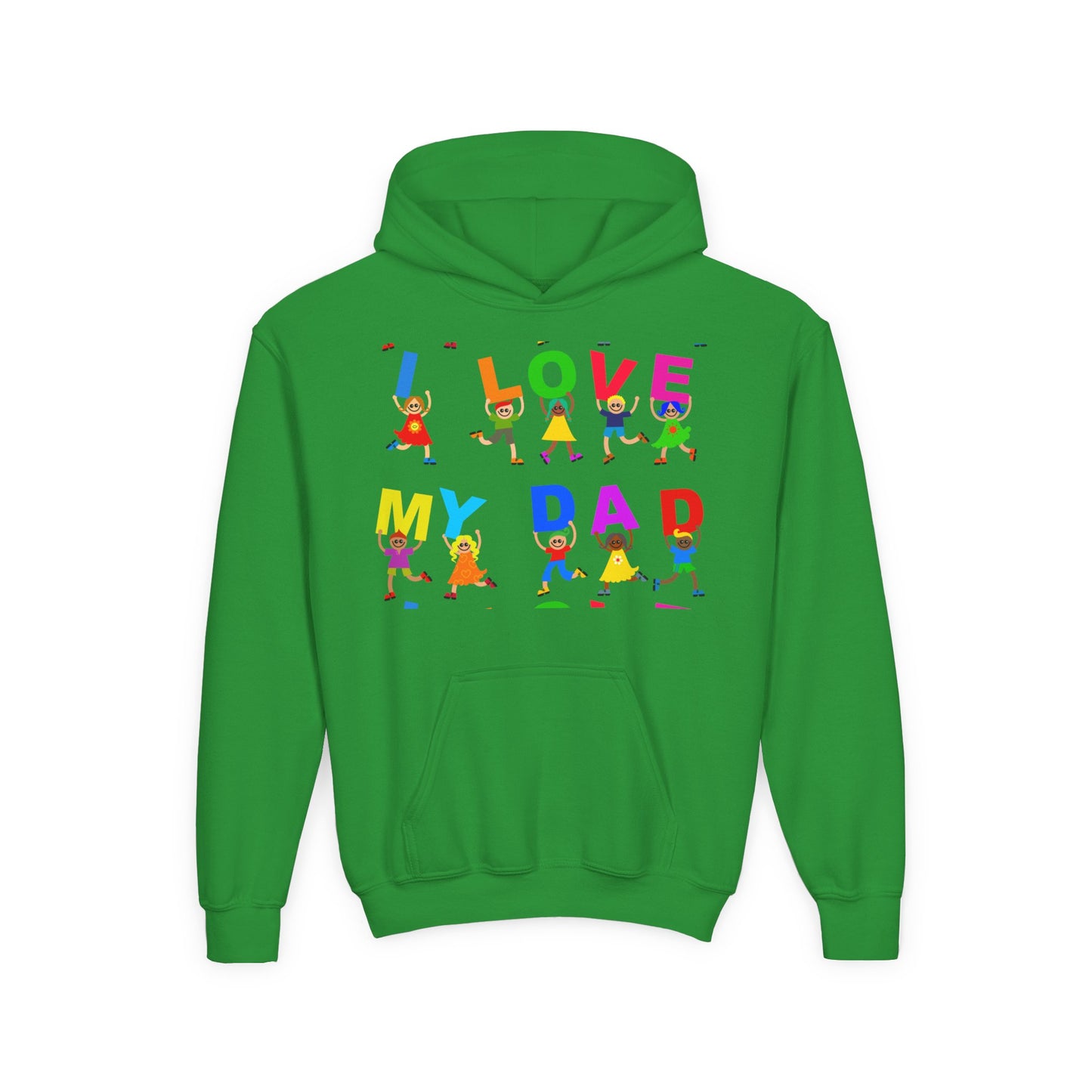 Youth Heavy Blend Hooded Sweatshirt - Kids showing i love my Dad