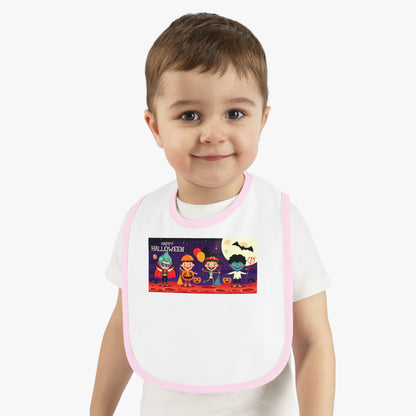 Baby Bib - Super kiddo with friends on holloween - [[{"value":"Wonderwear Kid"}]]