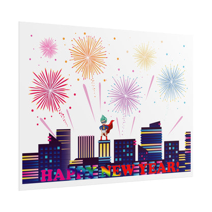 Rolled Posters - Super kiddo with fireworks with text - [[{"value":"Wonderwear Kid"}]]