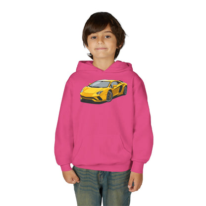 Youth Heavy Blend Hooded Sweatshirt - Yellow super car Printify